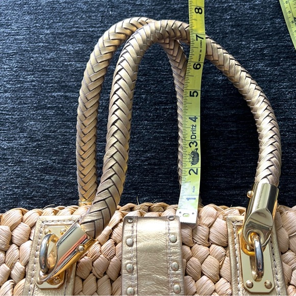 EUC Michael Kors wicker purse Gold accents Braided handle - Picture 9 of 13